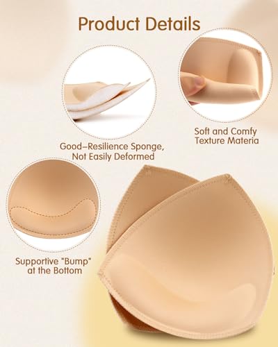Bra Pads Inserts 4 Pairs Breast Enhancer Padding for Push Up - color: Black, size: D