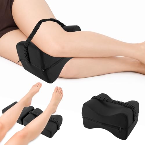 Knee Pillow for Side Sleepers Foldable 2-in-1 Design, Memory Leg Pillow for Side Sleeping, Thigh Pillow with Strap & Removable Cover, Knee Support Pillow for Relax Sciatica, Back, Hip, Pregnancy