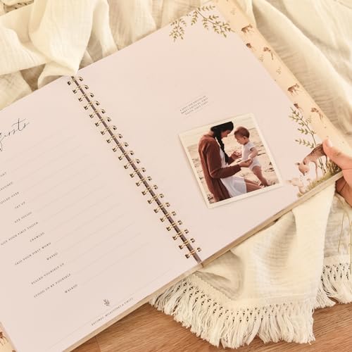 Peachly Unisex Baby Memory Book - First Year Baby Book Keepsake - Forest - color: Forest
