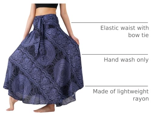 Long Skirts for Women Maxi Boho Skirt - color: Blossom Navy, size: One Size