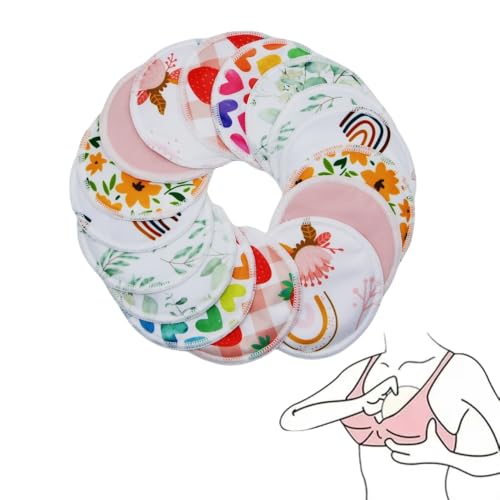 8 pcs(4 Pairs) Random Prints Breast Pads for Nursing Mothers, Reusable and Washable (8pcs Random Prints) - style: 8pcs random prints