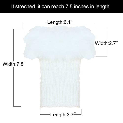 Womens Fur Trim Boot Cuff Top Cover Leg Warmers - color: White