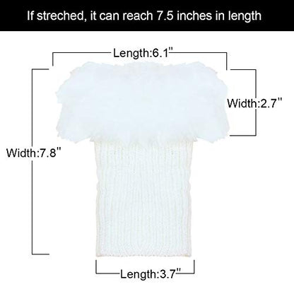 Womens Fur Trim Boot Cuff Top Cover Leg Warmers - color: White