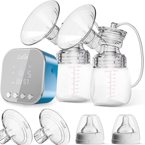 Lulia Double Electric Breast Pump, 4 Modes & 9 Levels Portable Breast Pump - color: Blue