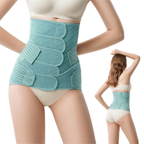 Postpartum Belly Band Wrap – C-Section Recovery Must Haves, Adjustable Tummy Control Binder with Pelvic Belt, Comfortable Support for Natural & Cesarean Sections, Shapewear, Elegant Quilted Design - color: Green, size: 3XL(80-100KG)