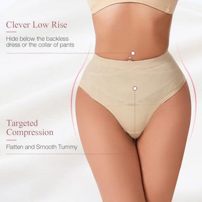 Tummy Control Thong Shapewear Underwear for Women Seamless Body Shaper Girdle Compression Panties - color: A1# Beige, size: Medium