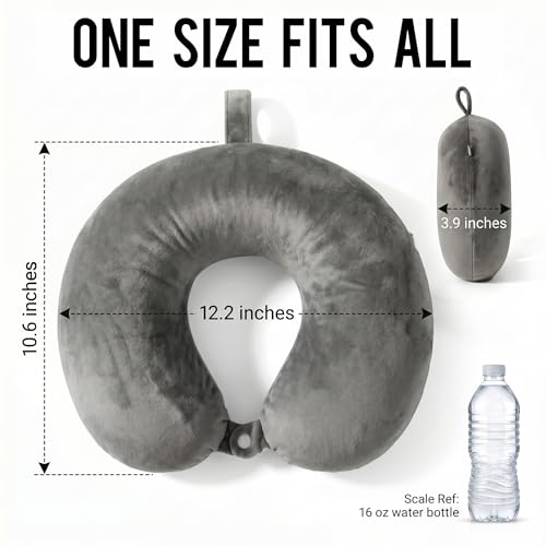 Travel Neck Pillow for Airplane with Pure Memory Foam(Smoky Grey) - color: Smoky Grey