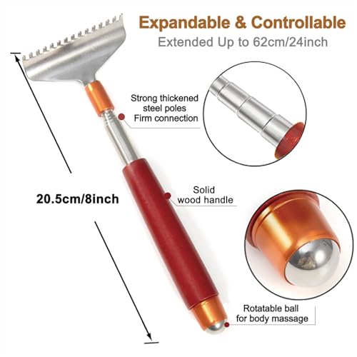 Back Scratcher with 2Pcs Detachable Claws & Massage Roller - size: 2 heads