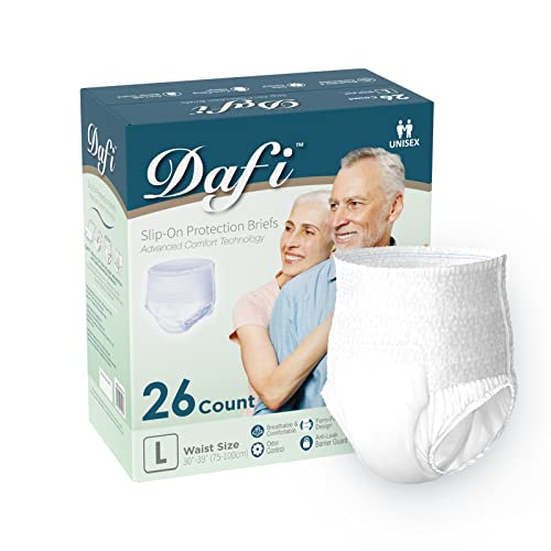 DAFI Adult Incontinence Underwear for Women & Men, L/26 Count Overnight Bladder Control Underwear Disposable Pull Ups, Slip-On Protection Briefs, Maximum Coverage & Absorbency - color: 1 Pack, size: Large