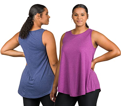Epic MMA Gear 2 Pack Long Flowy Sleeveless Tunic Top For Women - color: Blue P/Dahlia, size: X-Large