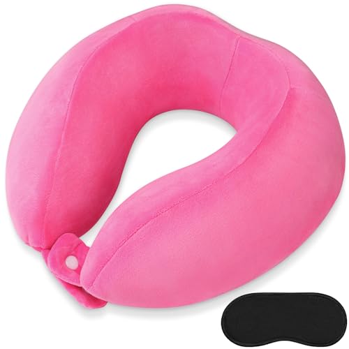 Neck Pillow Soft Memory Foam Travel Pillow Rose Red - color: Rose Red