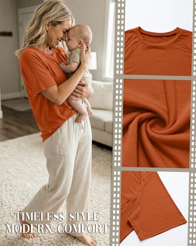 3 Pack Women's Oversized Nursing Tops - color: Orange, Army Green, Light Khaki, size: XX-Large