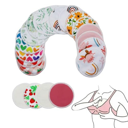 8 pcs(4 Pairs) Random Prints Breast Pads for Nursing Mothers, Reusable and Washable (8pcs Random Prints) - style: 8pcs random prints
