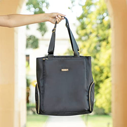 Kiinde Anika Breast Pump Bag with Cooler Pocket, Laptop Compartment, Stylish, Large, Easy to Clean, Black with Grey Interior