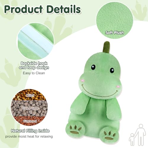 SuzziPad Dinosaur Microwavable Heating Pad Plush, 6.88" X 10.6", 1.46 Lb - style: Dinosaur