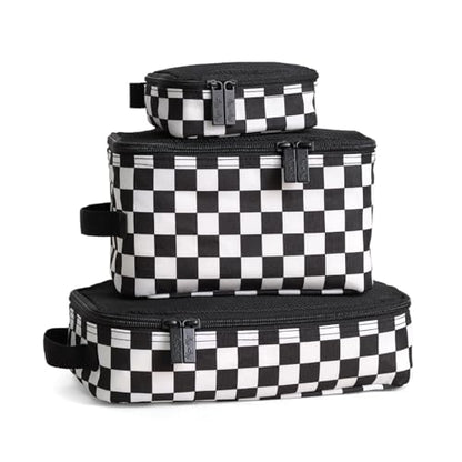Itzy Ritzy Packing Cubes for Travel, Set of 3 (Black & White Checkerboard) - color: Black & White Checkerboard