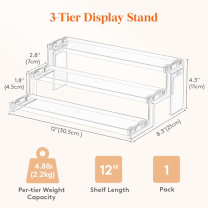 Lifewit 12″ Spice Rack, Perfume Cologne Stand, Tool-Free Assembly, 1 Pcs - color: Clear, size: 12″3-Tier,1 pc