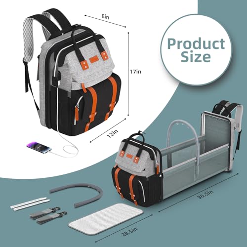 ISMGN Diaper Bag Backpack with Changing Station, Baby Diaper Bag，GreyBlack - color: Modern Greyblack