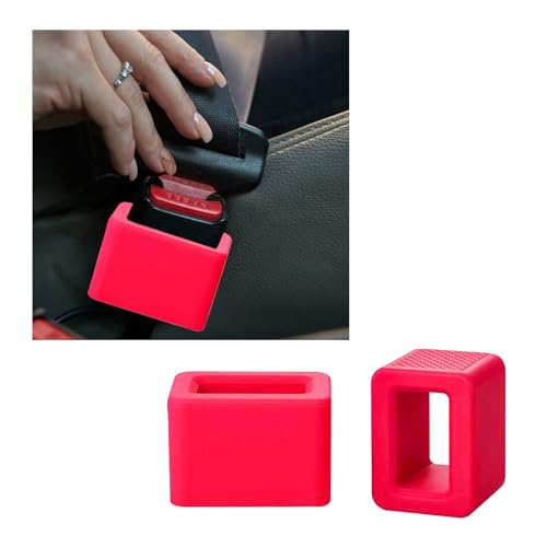 Augeny 2PCS Seat Belt Buckle Holder, Silicone Auto Rear Seatbelt Buckle Booster to Makes Receptacle Stand Upright for Easy Access, Universal Vehicle Seatbelt Buckle for Kid (Red) - color: Red