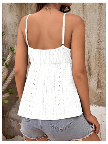 MakeMeChic Women's Maternity Cami Top Lace Ruffle Pregnancy Tank Tops - color: White, size: Large