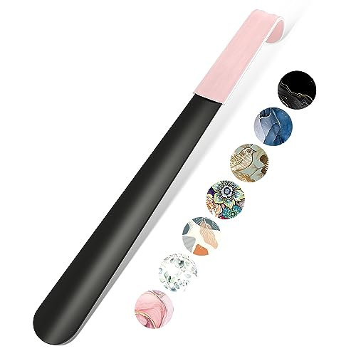 16.5 Inch Long Handle Shoe Horn for Seniors Men Women Kids, Metal Shoe Horns for Boots - color: Pink