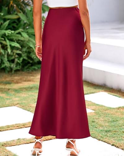BTFBM Maxi Skirts for Women Business Casual - color: Wine Red, size: Small
