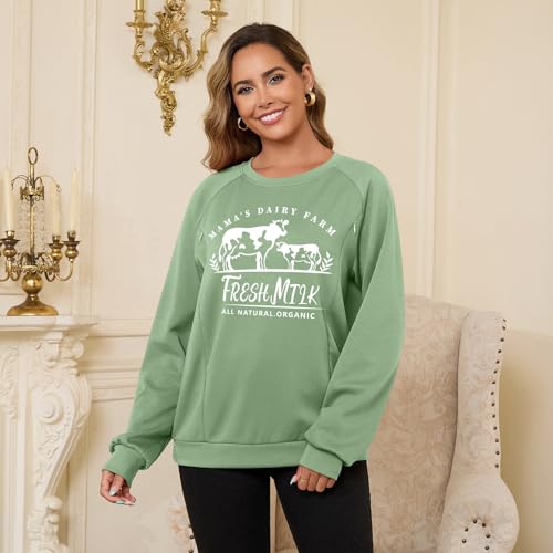 DEBELLY Nursing Friendly Sweatshirt for Breastfeeding Dual Zippers - color: Sage Green Printed Pattern, size: X-Large