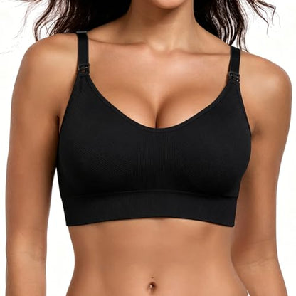 Women Seamless Nursing Bra 3 Pack Maternity Bra Breastfeeding - color: Black/Skin/White, size: Medium