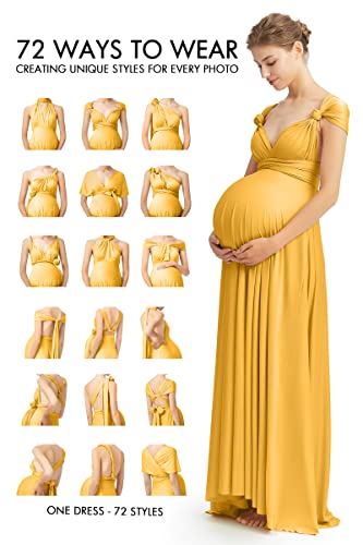 72styles Maternity Multi-Way Wrap Infinity Maxi Dress for Baby Shower - color: Mustard Yellow, size: One Size Plus