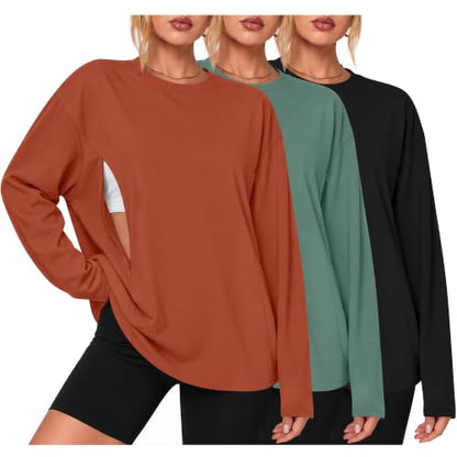 3 Pack Nursing Breastfeeding Tops - color: Caramel, Light Green, Black, size: XX-Large