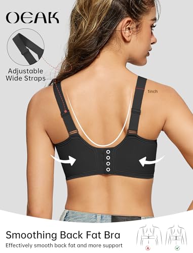 OEAK Women Jelly Bra Wireless Anti Sagging Full Coverage Bras - color: Black, size: Large