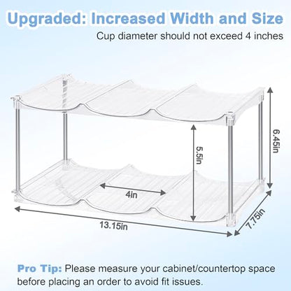 2 Pack Stackable Water Bottle Organizer for Cabinet, Water Bottle Storage - size: 6-Bottle