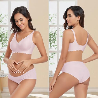 Gailife 3 Pack Nursing Bras for Breastfeeding Seamless Maternity Sleep Bra - color: Black/Beige/Pink, size: XX-Large