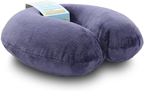 Travel Neck Pillow Memory Foam Airplane Travel Accessories Essentials Comfortable Washable Cover Plane Neck Support Pillow for Neck Pain Relief Sleeping Purple ﻿ - color: Purple
