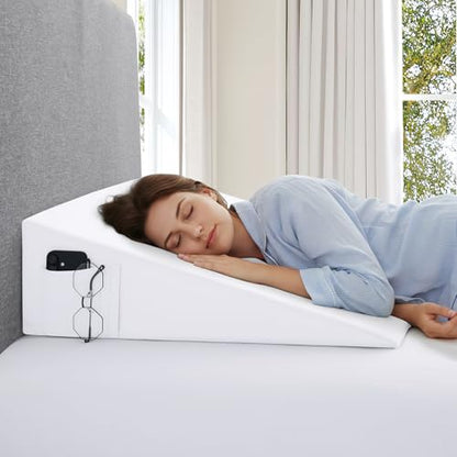 White Bed Wedge Pillow Cover, 25" L x 25" W x 8" H - color: White, size: 25 x 25 x 8 Inch