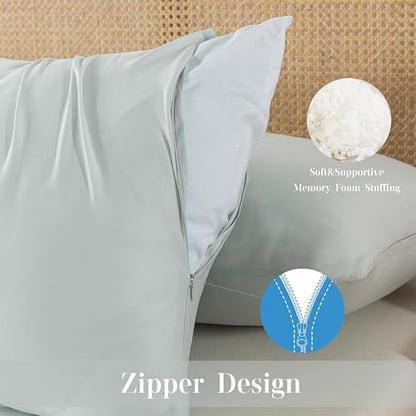 WhatsBedding Memory Foam Body Pillow with Cover, Long Bed Pillow for Adults - color: Cooling Grey