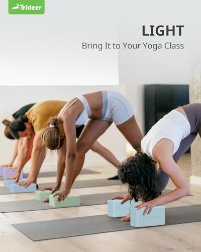 Yoga Blocks 2 Pack with Supportive Non-Slip Foam for Yoga Pilate Stretching - color: Light Blue