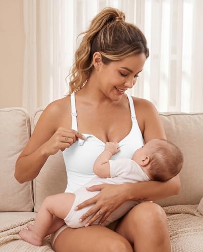 Nursing Tank Tops for Breastfeeding - color: White, size: XX-Large