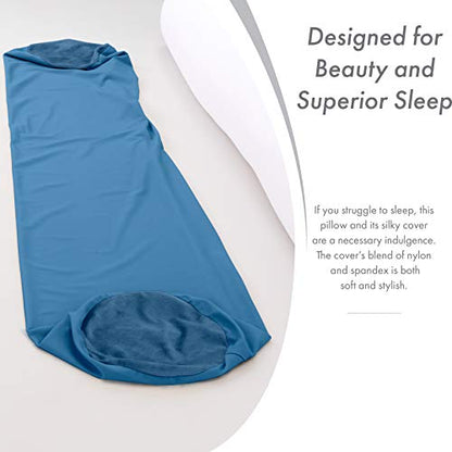 Microbead Body Pillow, Side Sleeping & Pregnancy, 48x8 in, Peacock Blue - color: Peacock Blue, size: Pillow & Cover