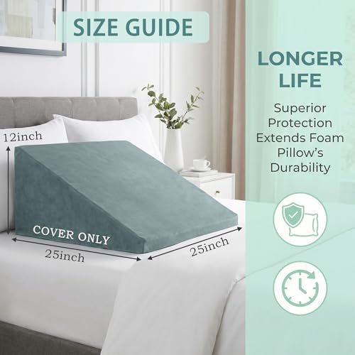 Wedge Pillow Cover, Light Green, 25"x25"x12.5" Cover Only - color: Light Green, size: 25"x25"x12.5"