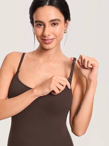 MOMANDA Nursing Tank Tops for Breastfeeding - color: Clay Brown, size: Medium