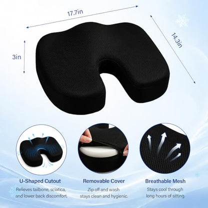 Gel Memory Foam Seat Cushion, Office Chair Cushion for Long Sitting