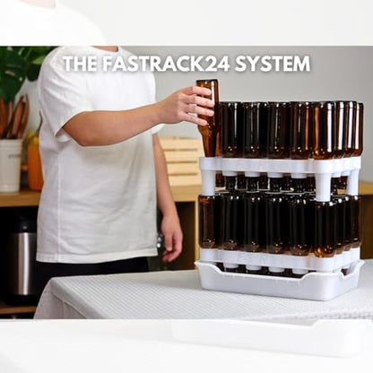 24-Bottle Wine Bottle Drying Rack | Stackable | White - Tray not included - size: 24 Bottle Rack