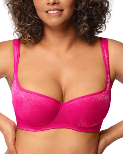 HSIA Balconette Bra Push Up Lightly Lined Plus Size Scoop Neck Tshirt Bra - color: Honeysuckle, size: 36G