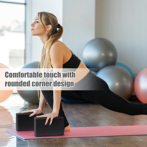 9"x6"x3" Yoga Block, 2 Pcs Soft Non-Slip Foam Blocks Supportive - color: Black