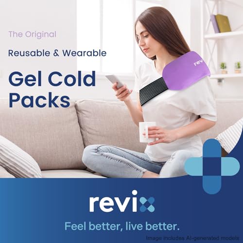 REVIX 2-Pack Gel Ice Packs Reusable, Hot Cold Gel Packs with Straps - color: Purple, size: Medium 10 x 5 Inch