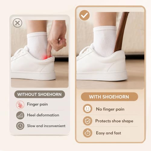 Shoe Horn Long Handle for Seniors, 2-Pack Extra Long Wooden Shoe horn