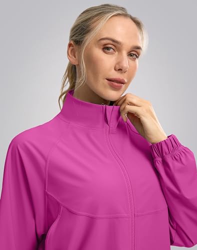 Soothfeel Women's Athletic Lightweight Jacket UPF 50+ Sun Protection Shirts - color: Sizzling Pink, size: Medium