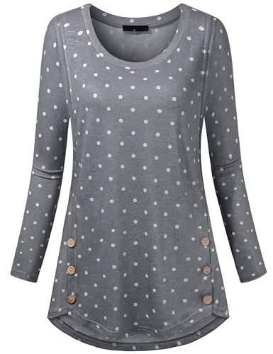 connche Women's Button Side Maternity Tunic Nursing Tops for Breastfeeding - color: Grey Dot, size: Medium