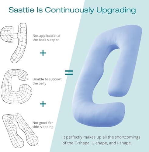 Cooling Pregnancy Pillows for Sleeping, 65'' Full Body Pillow, Light Blue - color: Light Blue, size: 65 Inch